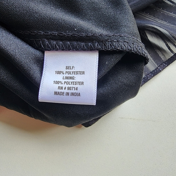 MSK Womens Black Silver Metallic Mock Neck Keyhole Dress Midi Smocked Waist Sz L - Picture 12 of 13